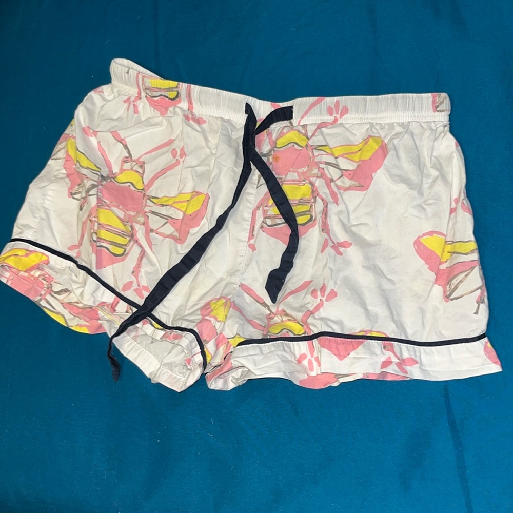 KATIE KIME Colorful Bee Print PJ Shorts Size Small Pajamas Pajama Shorts